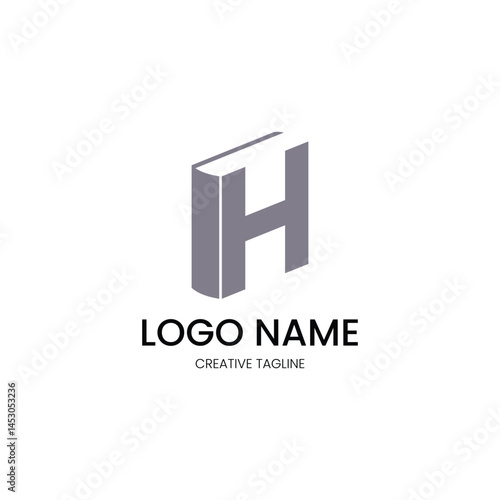 logo with a combination of books with the letter H