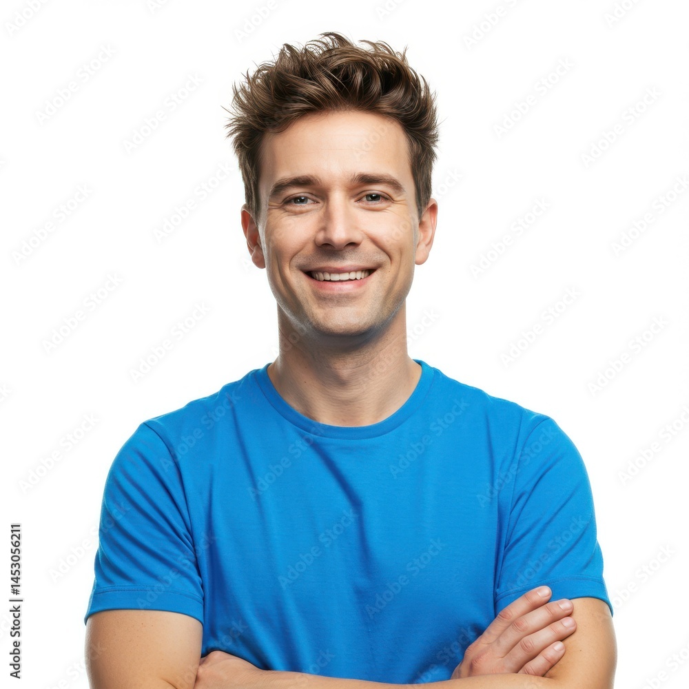 Smiling man with arms crossed on white background Smiling man with arms crossed on white background