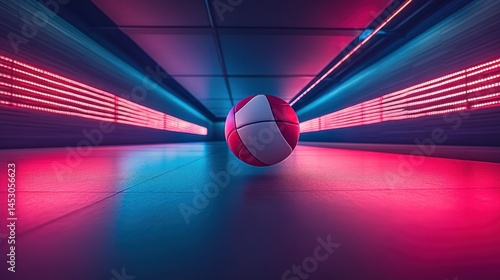 Fototapeta Naklejka Na Ścianę i Meble -  Neon-lit tunnel, basketball center