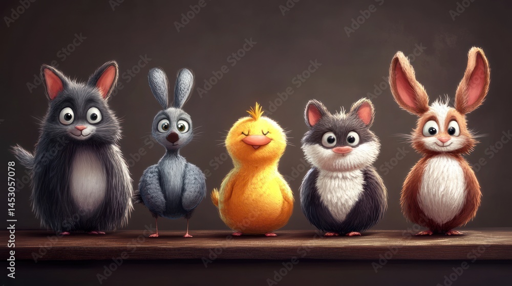 Obraz premium Cute animal characters (1)