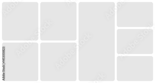 Bento grid template layout shape. Bento box modular collage frame design geometry background.