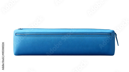 Blue Leather Pencil Case with Zipper Closure Ideal for School Supplies Office Essentials and