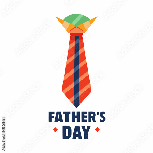 Fathers Day icon. Happy Fathers Day lettering. Striped tie 