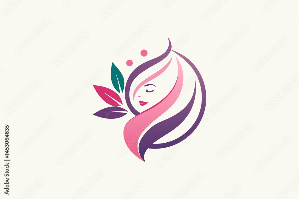 Abstract Logo Design of a Womans Face with Floral Elements for Beauty Salon or Spa Abstract Logo Design of a Womans Face with Floral Elements for Beauty Salon or Spa