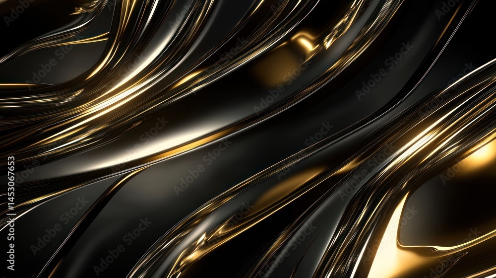 Abstract Gold and Black Liquid Metal Swirls: A Luxurious Digital Art Abstract Gold and Black Liquid Metal Swirls: A Luxurious Digital Art