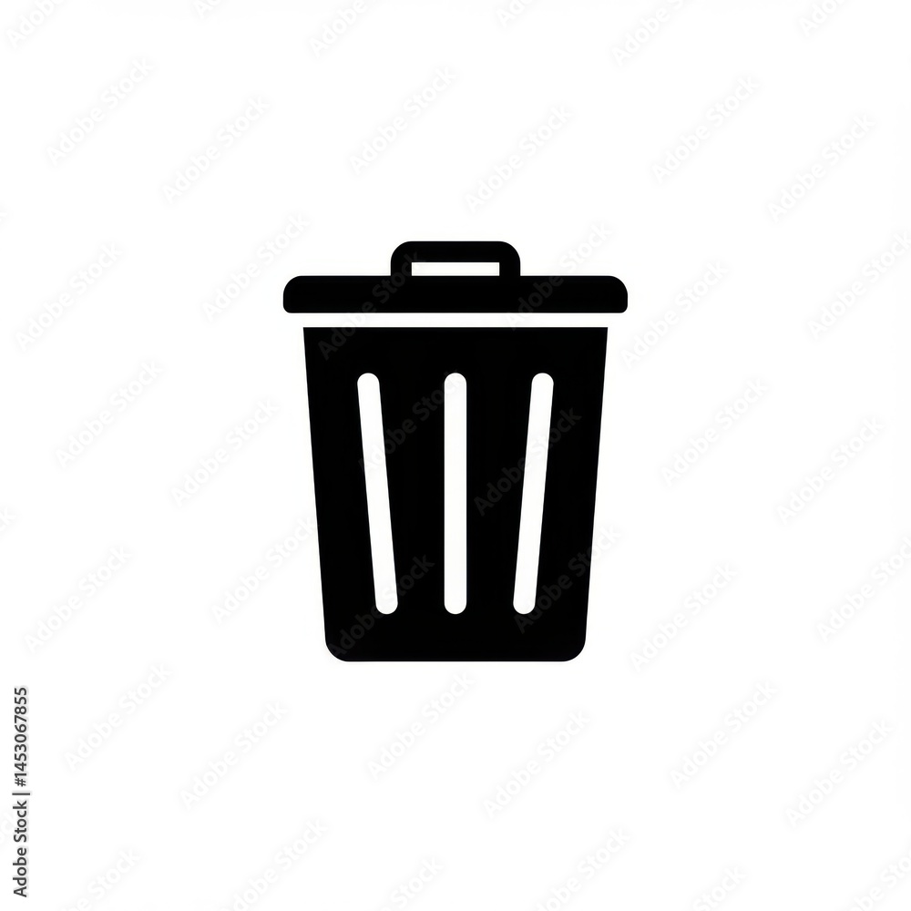 Black trash bin icon design on white background Black trash bin icon design on white background