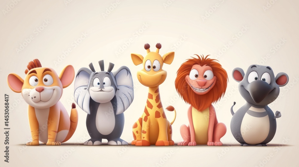 Obraz premium Cute cartoon animals (71)