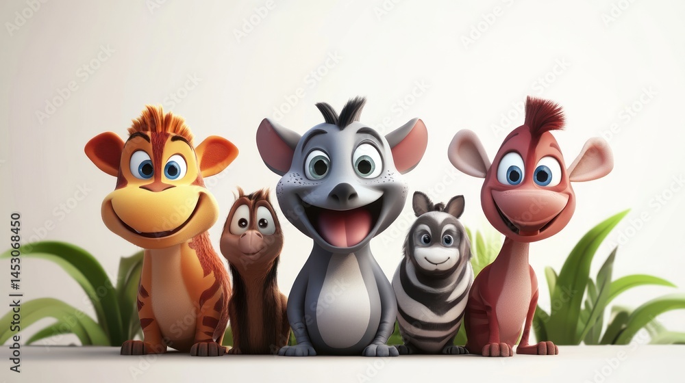 Obraz premium Cute cartoon animals (72)