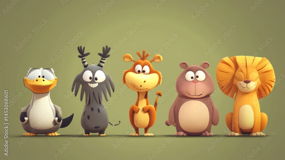Obraz premium Cute cartoon animals (80)