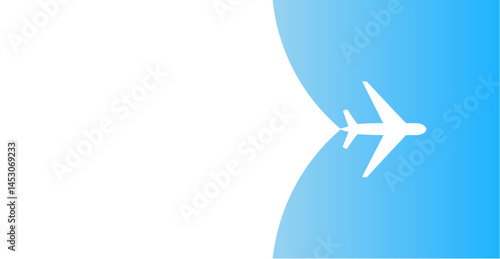 Blue vector plane background with airline silhouette and abstract flight design for travel and tourism. Modern air transport concept banner vacation airport