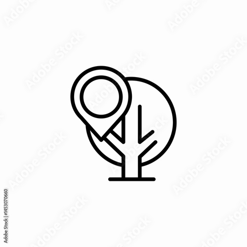 tree with geolocation pin icon sign vector