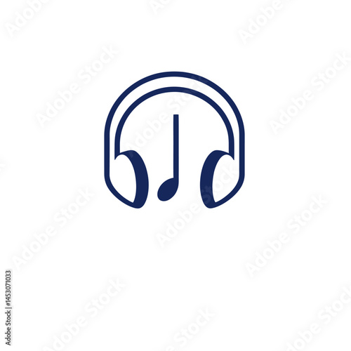 Free Download This logo template showcases a headphone with a music note, characterized by its simple, flat, and modern design in black - GFXLoad
