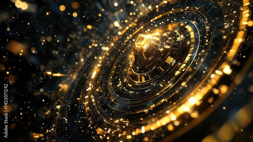 Golden Galactic Vortex: A Symphony of Light and Design