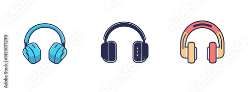 The modern graphic icons pack includes a headset icon set in black and white colors