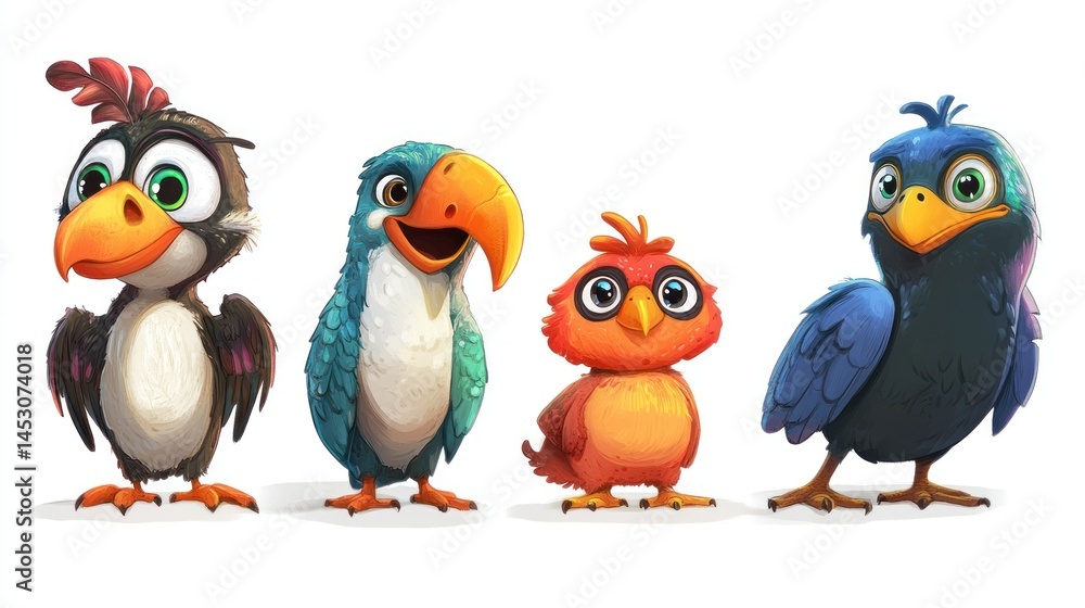 Naklejka premium Cute cartoon birds (2)