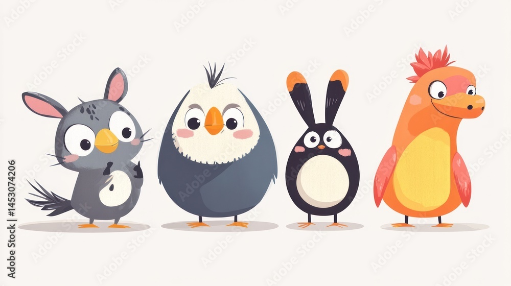 Fototapeta premium Cute cartoon birds and animals (2)