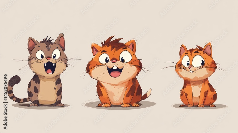 Obraz premium Cute cartoon cats (6)