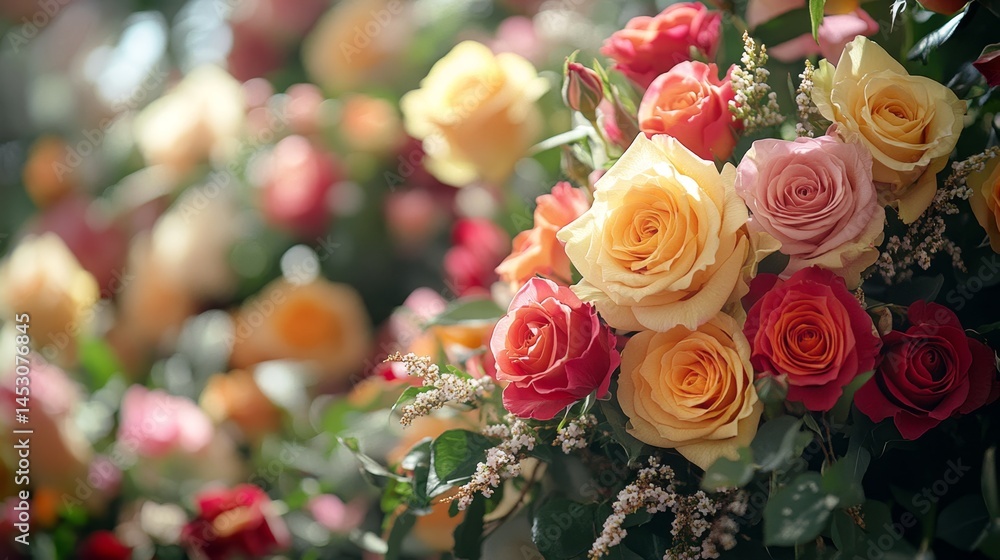 Fototapeta premium Variety of roses in a bouquet