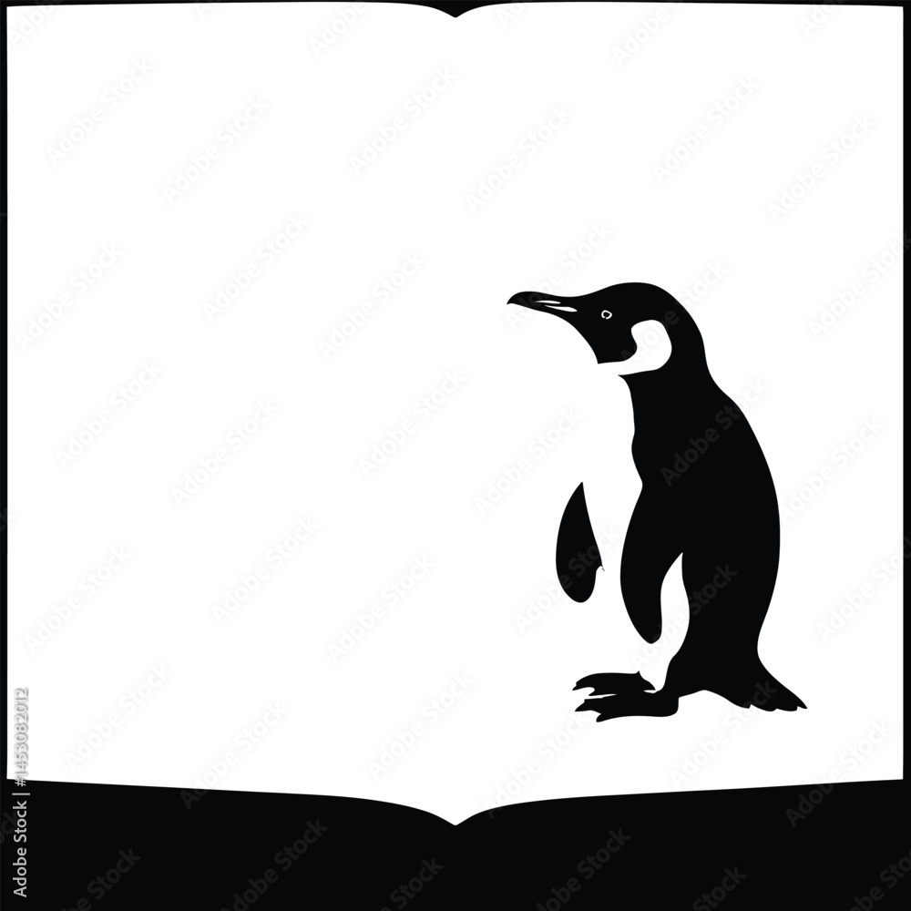 Fototapeta premium Penguin Illustration – Minimalist Wildlife Vector for Children's Books, Educational Resources