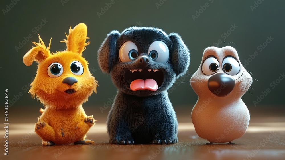 Obraz premium Cute cartoon dogs