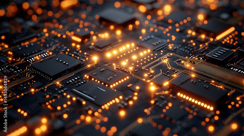Circuit Board with Orange Light Circuit Board with Orange Light