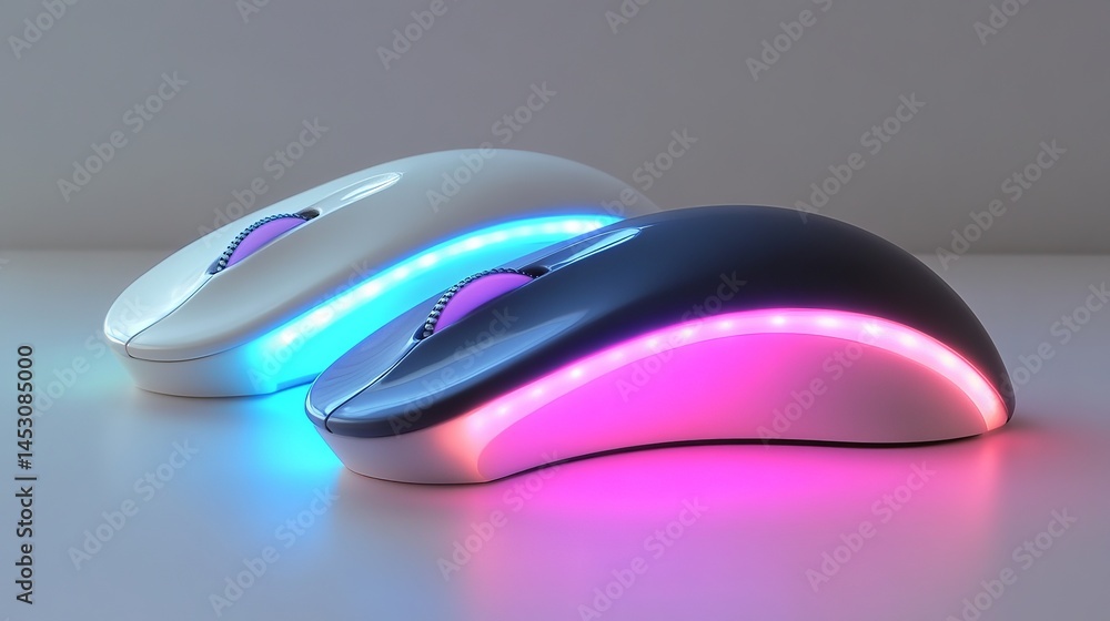 Modern wireless computer mice with colorful led lights pink blue gray tech work mouse white style Modern wireless computer mice with colorful led lights pink blue gray tech work mouse white style