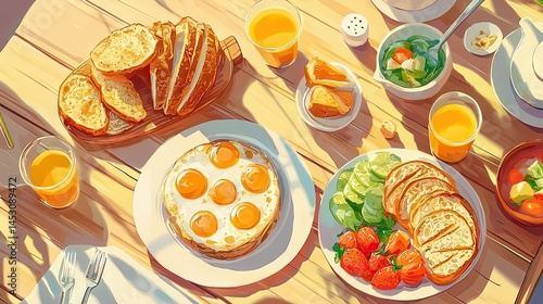 Wallpaper Mural A vibrant depiction of a sunny breakfast spread. Torontodigital.ca