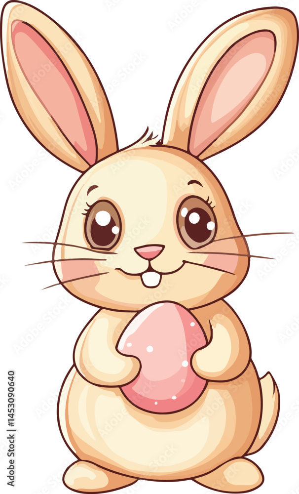 Fototapeta premium Easter Bunny Rabbit Egg Vector Illustration on Transparent Background