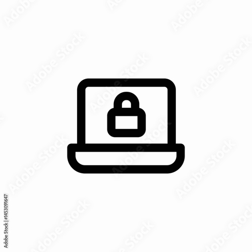 laptop locked padlock icon sign vector