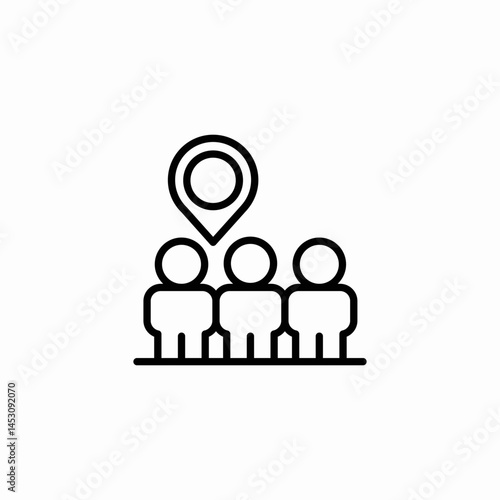 meeting place group of people geolocation pin icon sign vector