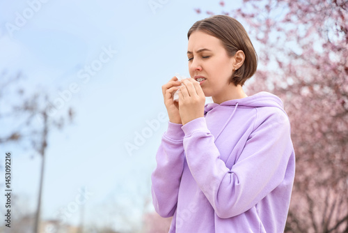 Allergic young woman with t...