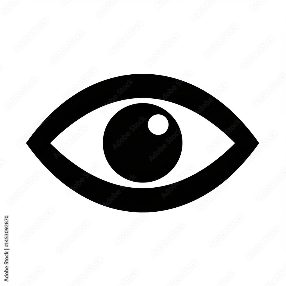 A simple eye icon illustration on white background A simple eye icon illustration on white background