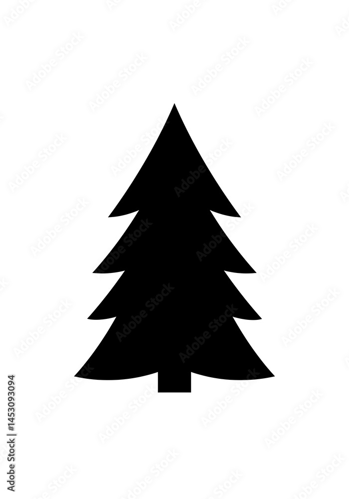 Bold Black Silhouette: Minimalist Evergreen Tree AI Generated Bold Black Silhouette: Minimalist Evergreen Tree AI Generated