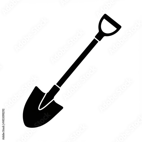 Illustration of shovel tool silhouette on white background