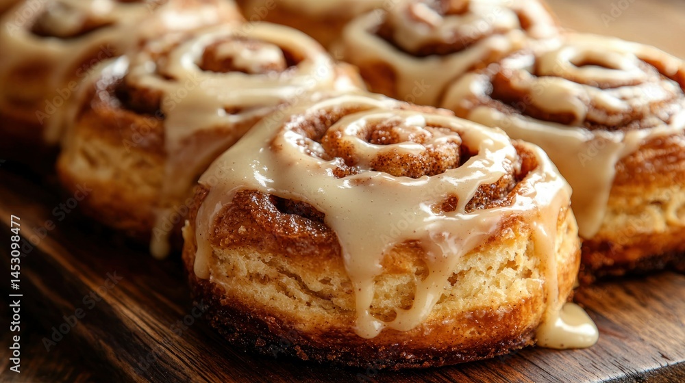 Sweet cinnamon rolls topped with icing drizzle Sweet cinnamon rolls topped with icing drizzle