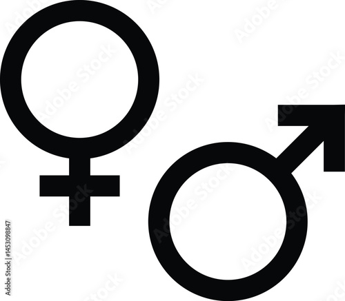 Male female sign, men and women symbol, gender icon in flat style.Vector design isolated on transperent background.