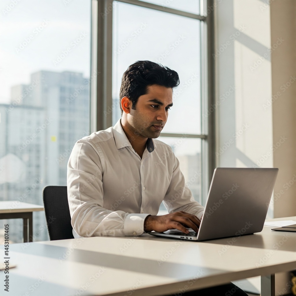businessman working on laptop in office businessman working on laptop in office
