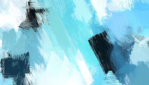 白、青、黒の筆遣い。ホワイトとブルーとブラックの抽象的な油絵のテクスチャ壁紙。White, blue and black brushstrokes. White, blue and black abstract oil painting texture wallpaper.