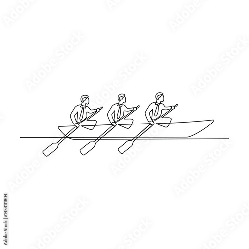 One continuous line design vector drawing illustration teamwork concept of Symbolizes a team moving forward together with the same rhythm and direction. Suitable for your asset design and education