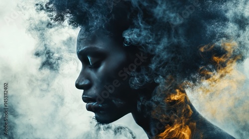 Wallpaper Mural Enigmatic Soul: A Portrait in Smoke and Shadow Torontodigital.ca