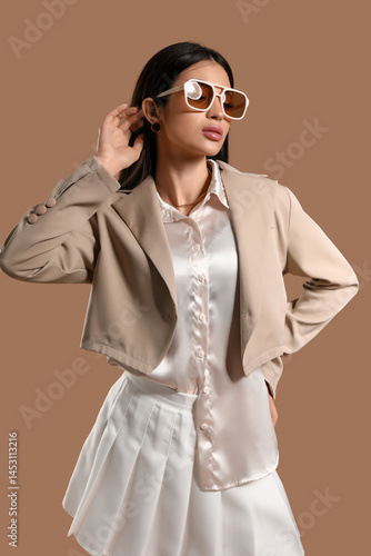 Stylish young woman in sung...