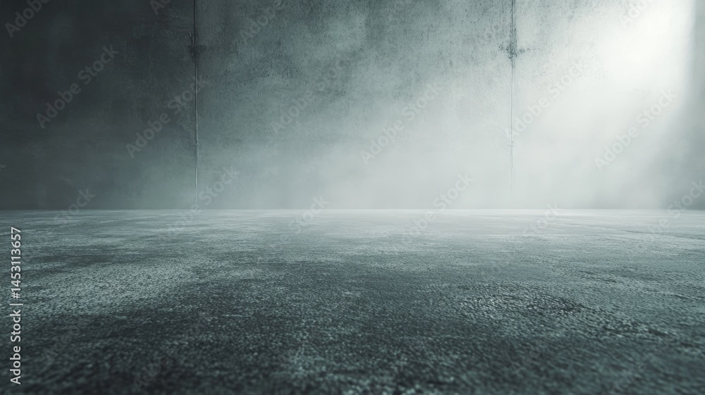 A view from below of a solid concrete floor and walls, with an industrial texture. The image has a monochrome tone that conveys a sense of urban grittiness.