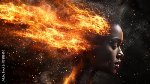 Fiery Woman: A Portrait of Inner Strength and Resilience