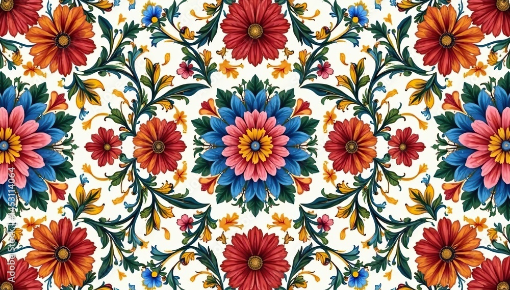 Intricate floral design, repeating seamlessly , textile, nature, flowers Intricate floral design, repeating seamlessly , textile, nature, flowers