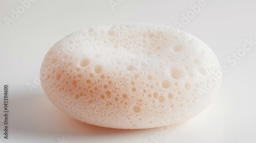 A light pink cleaning sponge with a fine, textured surface and numerous holes for maximum absorption.