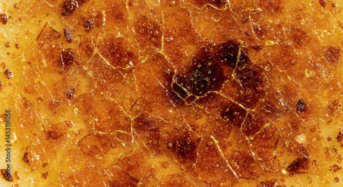 Cracked caramelized top of crème brûlée