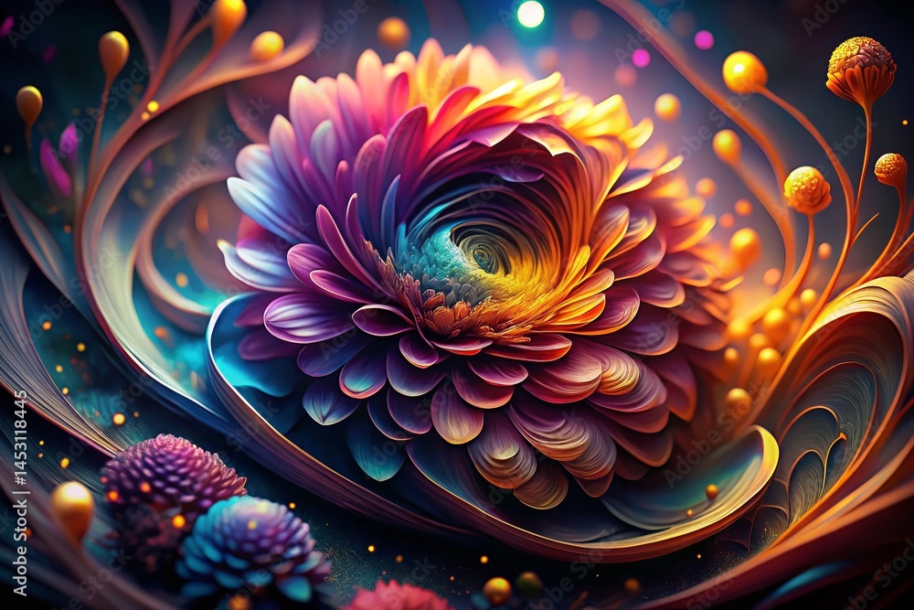 Abstract Floral Swirl: Low Light Photography, Dark Bloom, Night Garden, Artistic Botanical Abstract Floral Swirl: Low Light Photography, Dark Bloom, Night Garden, Artistic Botanical