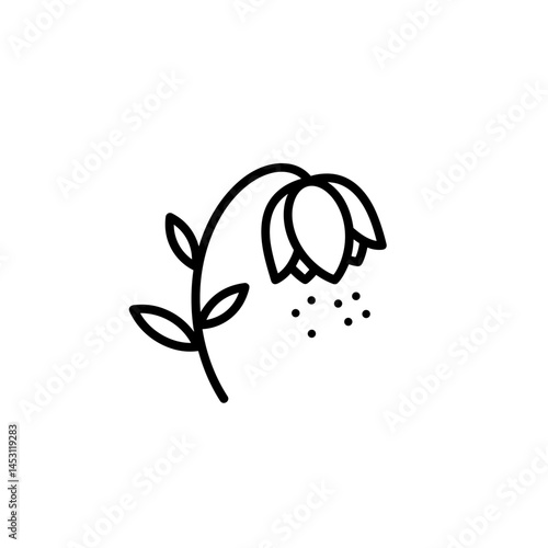  apathy icon -  faded flower drooping in a minimalist style  