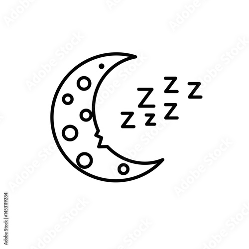  Sleep Disorder - A crescent moon with broken 'zzz'marks 