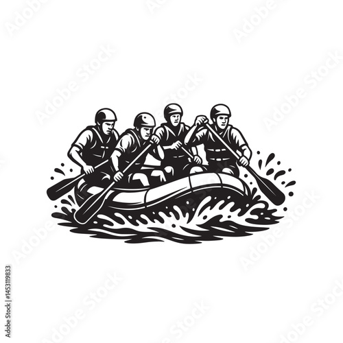 vector illustration of a rafting